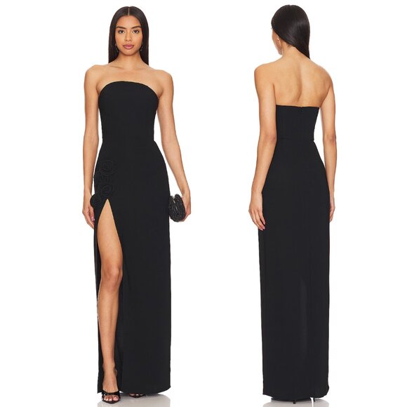 Amanda Uprichard x REVOLVE Wolfe Gown in Black Formal Maxi Dress Strapless Small - Picture 2 of 8